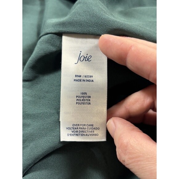 Joie Balloon Sleeve Dress Green Arctic Animal Print White Dot Medium Sheer - Picture 8 of 15